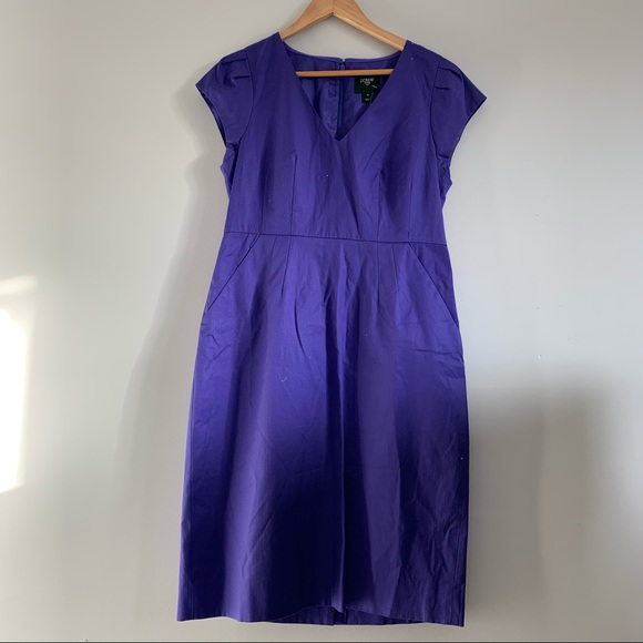 J crew director suiting dress new with tag cap sleeves in purple stretch v neck - Picture 3 of 8